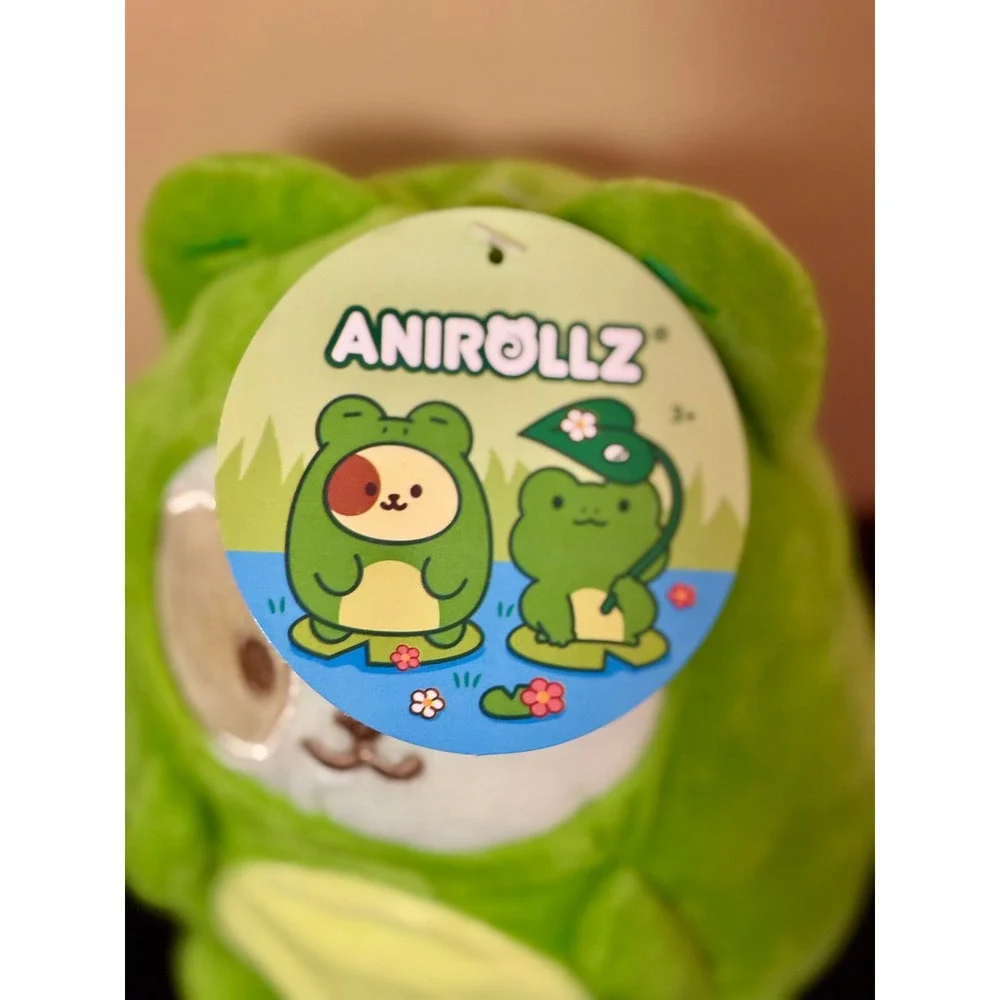 Anirollz Pandaroll Dog in Green Frog Costume Plush Toy 6 Inch Squishy Soft